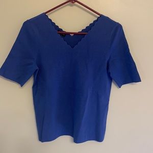 NWT Talbots scalloped neck sweater. Blue, Mp